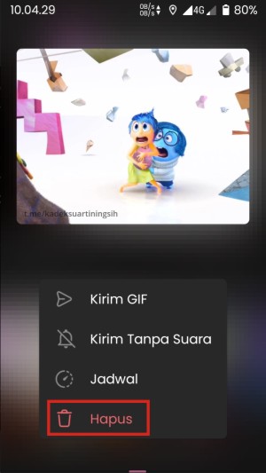 Cara Menghapus GIF Telegram (di Obrolan, Keyboard, dan Penyimpanan HP) 6 Cara menghapus gif di telegram untuk pesan pribadi/grup yang keenam adalah tap tombol hapus.