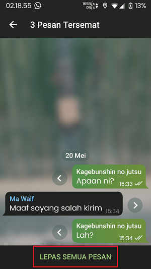 Cara Sematkan Pesan di Telegram (untuk Chat Personal, Grup, dan Channel) 10 Lalu, tap tombol lepas semua pesan untuk membuang semua pesan tersemat yang jumlahnya lebih dari satu.