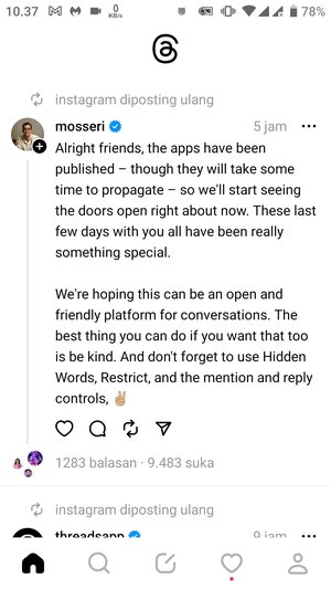 Apa itu Threads? Beserta cara Install dan Menggunakannya 26 Apa itu Threads? Beserta cara Install dan Menggunakannya 25