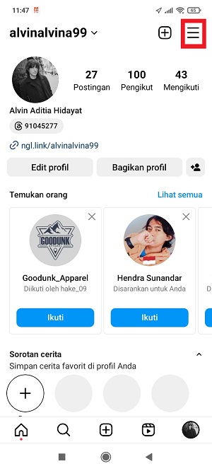 Apa itu Mode Diam (atau Mode Senyap) di Instagram dan Cara Menggunakannya 5 tap ikon hamburger yang terdapat di sebelah kanan atas