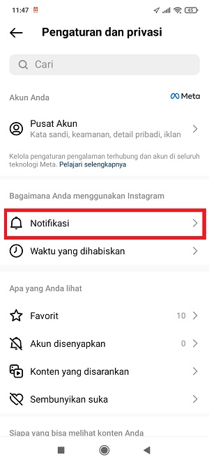 Apa itu Mode Diam (atau Mode Senyap) di Instagram dan Cara Menggunakannya 7 tap “Notifikasi”.