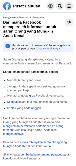 Siapa yang menyarankan pertemanan di Facebook kita? Kenapa? 6 Siapa yang menyarankan pertemanan di Facebook kita? Kenapa? 5