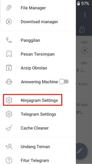 Cara Melihat Chat Telegram yang Dihapus Oleh Pengirimnya 6 Cari menu "Ninjagram Settings" dan masuk ke menu trsbt.