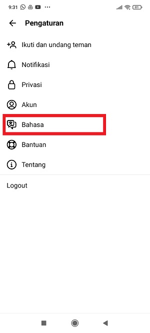 Cara Mengganti Bahasa di Aplikasi Threads 3 Tap “Bahasa”.
