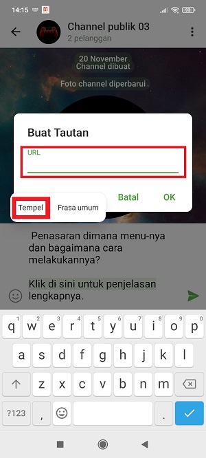 Cara Membuat Text Link atau Hyperlink di Telegram 8 Tap dan tahan pada kolom url, Lalu tap “Tempel”.