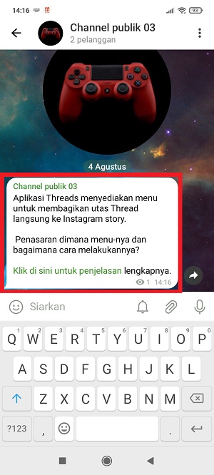 Cara Membuat Text Link atau Hyperlink di Telegram 11 Pesan berisi hyperlink pun berhasil dikirim.