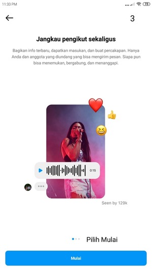 Cara Membuat Saluran Siaran (Broadcast Channel) di Instagram 3 halaman yang menunjukan untuk memulai membuat broadcast channel