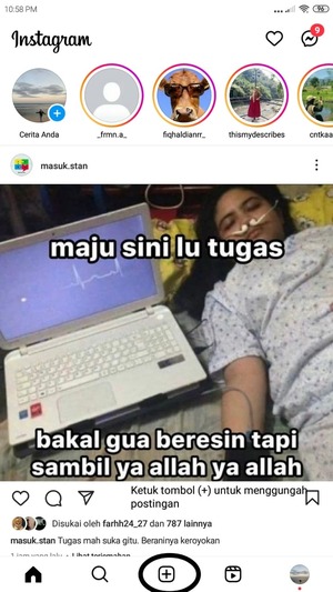 Cara Menjadwalkan Postingan di Instagram (Hingga 75 Hari Kedepan) 1 tekan tanda + untuk menggungah postingan foto maupun video
