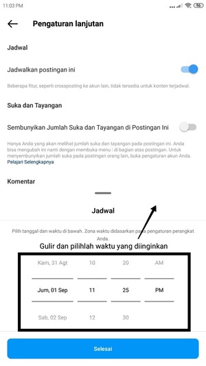 Cara Menjadwalkan Postingan di Instagram (Hingga 75 Hari Kedepan) 3 tetapkan waktu dan tanggal yang diinginkan