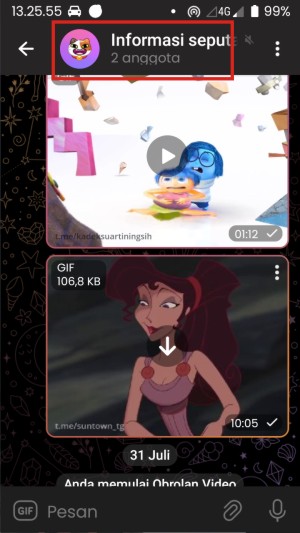 Cara Share Screen atau Berbagi Layar di Telegram (Panduan Pemula Lengkap) 11 Di ruang chat grup/channel, silakan kamu tap nama grup/channel-nya.