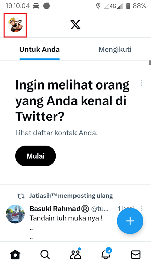 Cara Logout Akun Twitter (Di HP, Laptop atau Perangkat lainnya) 1 Tap foto profil yang terletak di kiri atas.