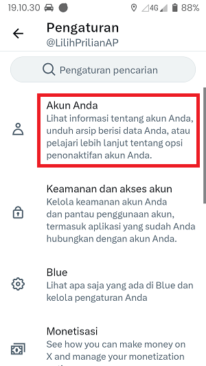 Cara Logout Akun Twitter (Di HP, Laptop atau Perangkat lainnya) 3 Tap menu "Akun Anda".