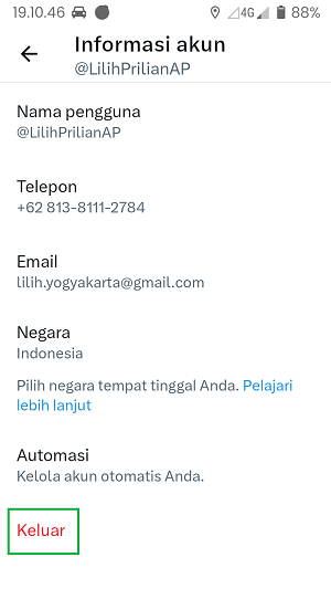 Cara Logout Akun Twitter (Di HP, Laptop atau Perangkat lainnya) 5 Tap menu "Keluar".