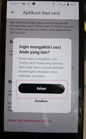 Cara Logout Akun Twitter (Di HP, Laptop atau Perangkat lainnya) 13 Tap tombol "keluar".