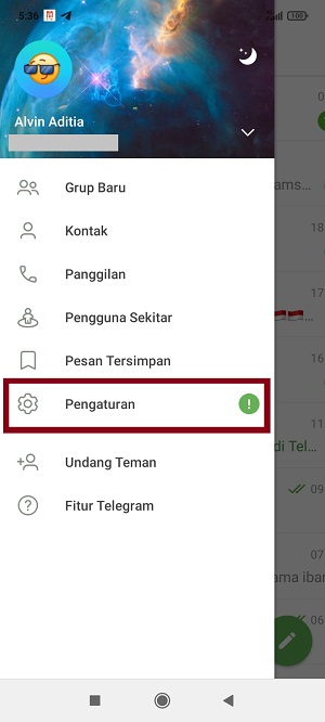 Cara Mengaktifkan Mode Hemat Daya Telegram 2 Tap “Pengaturan”.