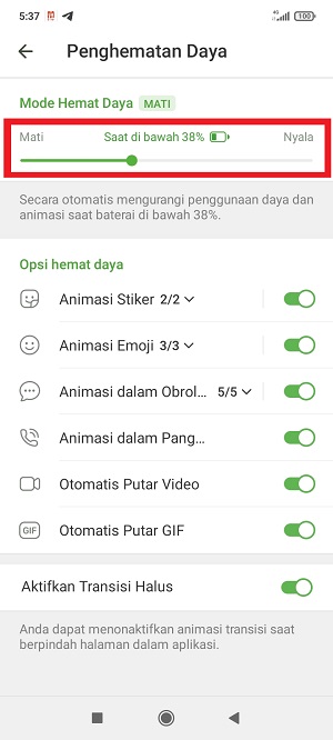Cara Mengaktifkan Mode Hemat Daya Telegram 4 kamu bisa mengatur di persentase baterai berapa fitur tersebut akan aktif secara otomatis.