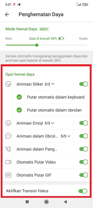 Cara Mengaktifkan Mode Hemat Daya Telegram 6 tap tombol toggle pada nama animasi yang ingin kamu matikan.