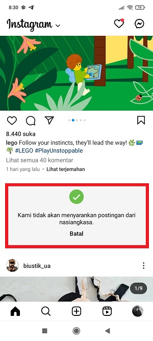 Cara Menghilangkan Postingan Yang Disarankan di Instagram 3 Instagram tidak akan lagi merekomendasikan postingan dari akun tersebut.