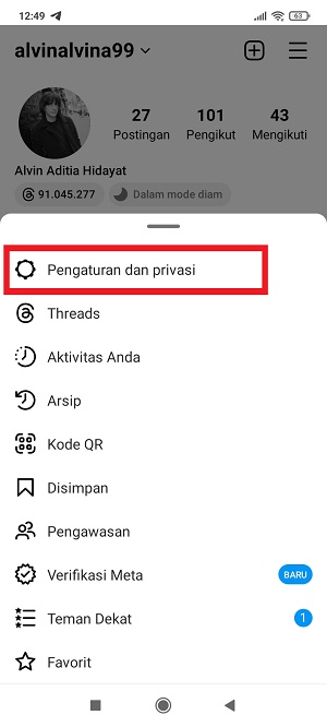 Cara Menghilangkan Postingan Yang Disarankan di Instagram 16 tap “Pengaturan dan privasi”.