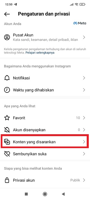 Cara Menghilangkan Postingan Yang Disarankan di Instagram 17 Tap “Konten yang disarankan”.