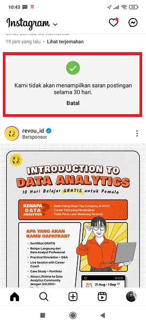 Cara Menghilangkan Postingan Yang Disarankan di Instagram 11 Postingan rekomendasi pun akan dihilangkan selama 30 hari ke depan.