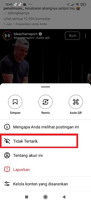 Cara Menghilangkan Postingan Yang Disarankan di Instagram 13 tap "Tidak tertarik".