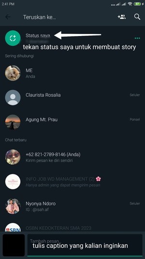 Cara agar Status WA tidak pecah dan buram (6x lebih baik) 8 menu teruskan media di whatsapp