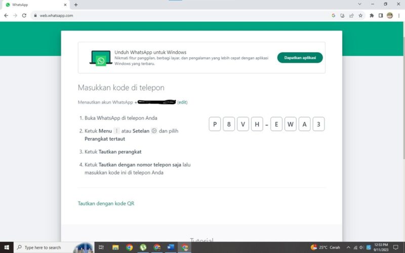 Cara Login WhatsApp Web Menggunakan Nomer HP (Tanpa Perlu Scan kode QR) 3 tampilan 8 kode unik yang nantinya akan kalian gunakan untuk verifikasi di ponsel