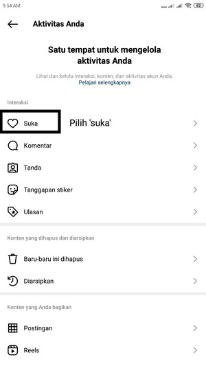 Cara Melihat Postingan Yang Disukai di Instagram (Bisa Berdasarkan Tanggal) 4 gambar menjelaskan untuk pilih 'suka' untuk melihat aktivitas menyukai di Instagram