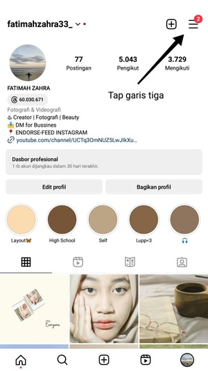 Cara Download Data Kita di Instagram Melalui fitur 'Unduh Informasi Anda' 2 tampilan profil di instagram