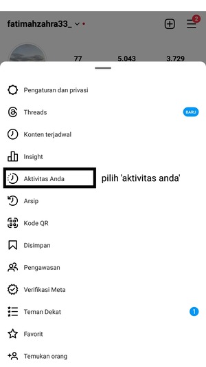 Cara Download Data Kita di Instagram Melalui fitur 'Unduh Informasi Anda' 3 tampilan menu di instagram
