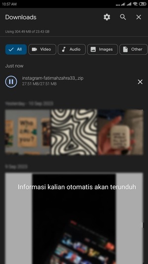 Cara Download Data Kita di Instagram Melalui fitur 'Unduh Informasi Anda' 13 file yang di unduh
