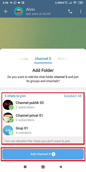 Cara Membagikan Folder Obrolan di Telegram Ke Teman (Via link dan kode QR) 7 Penerima link bisa memilih obrolan mana yang ingin mereka ikuti.