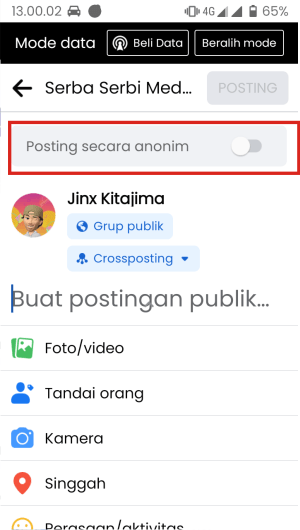 Cara Membuat Postingan Anonim di Grup Facebook (Lengkap) 2 Aktifkan posting secara anonim dengan menekan tombolnya.