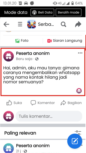 Cara Membuat Postingan Anonim di Grup Facebook (Lengkap) 6 Hasil postinganmu.